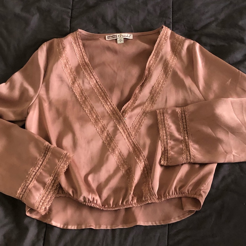 Rose satin blouse